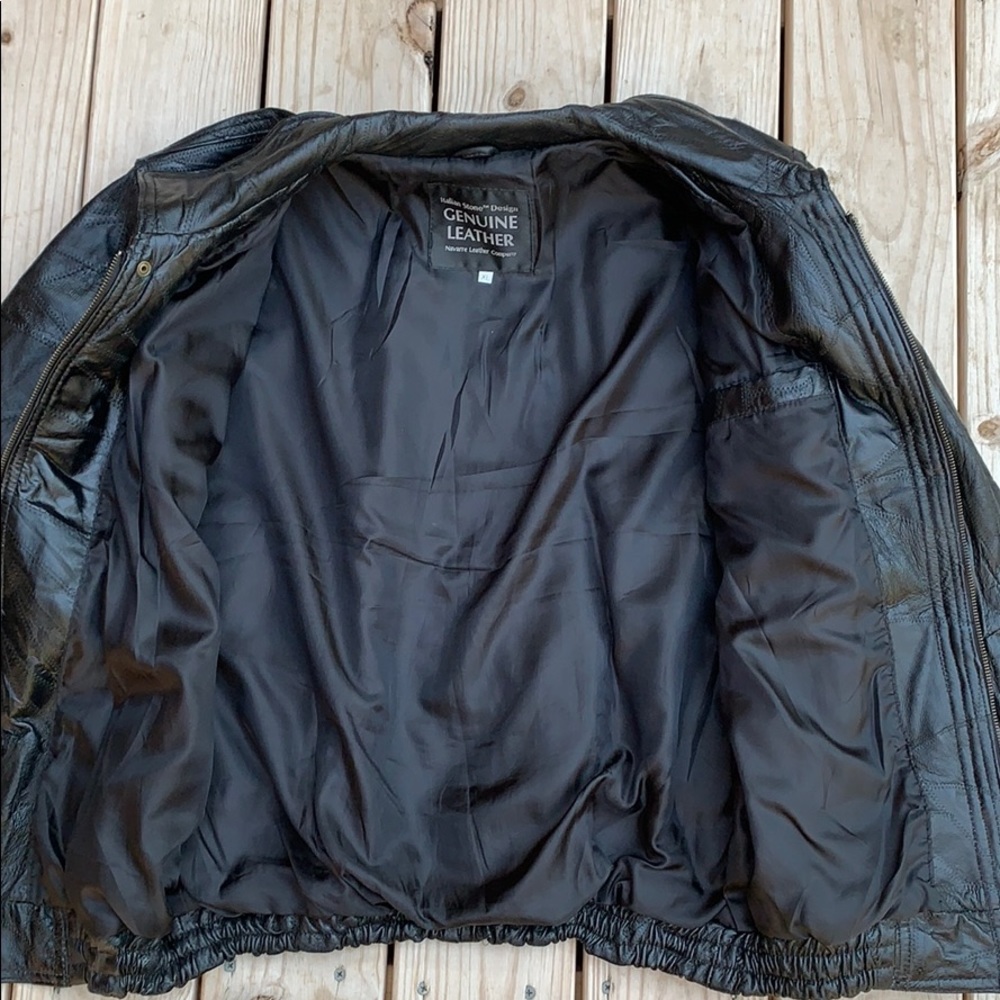 Italian Stone Design Patchwork Leather Jacket Xl - image 6